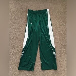 Vintage Adidas Pants Mens Green White Snap Button Tearaway Track 2000s Size XL